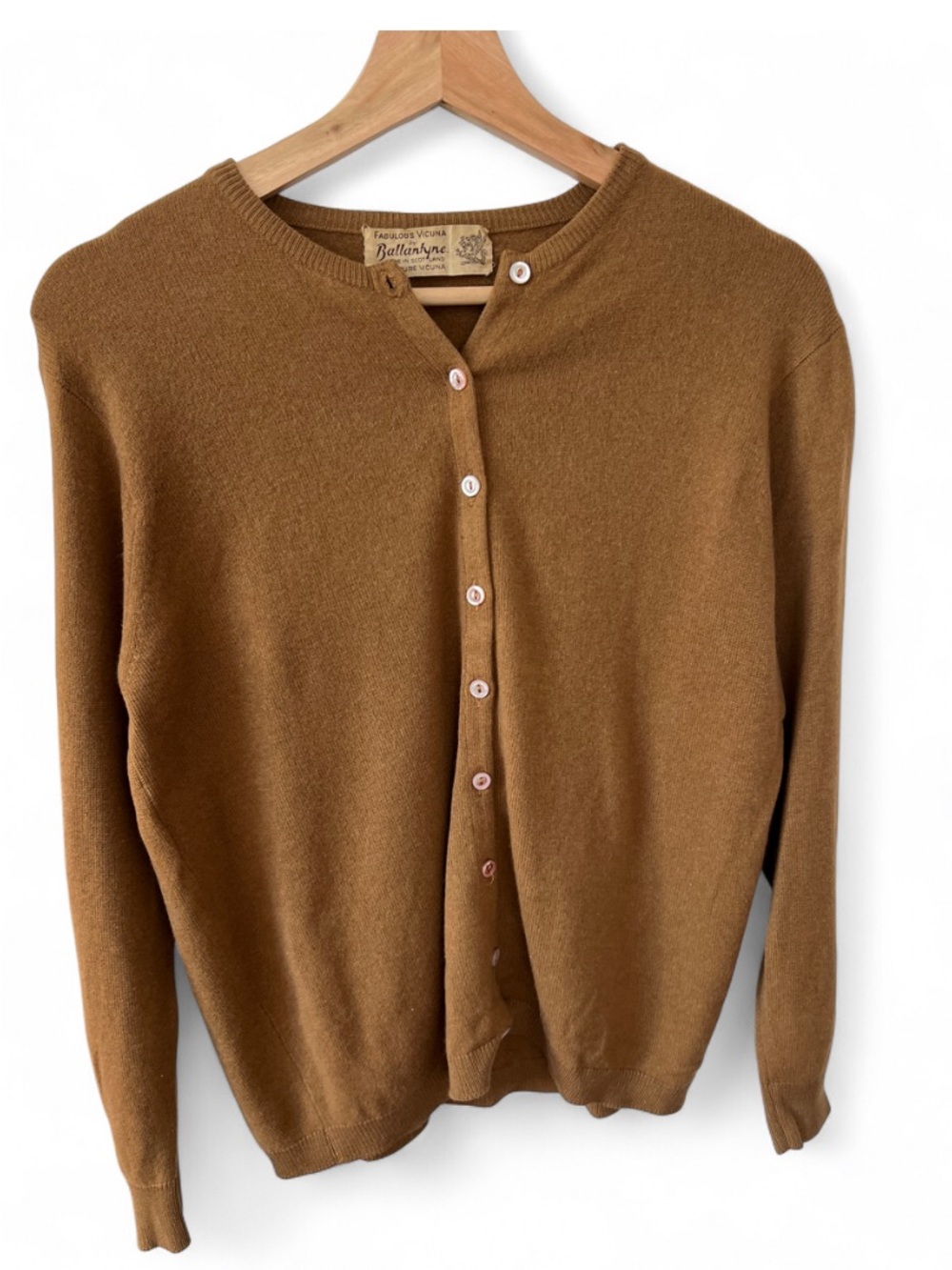 Vintage 50s/60s cardigan camel color vicuna wool size S/XS
